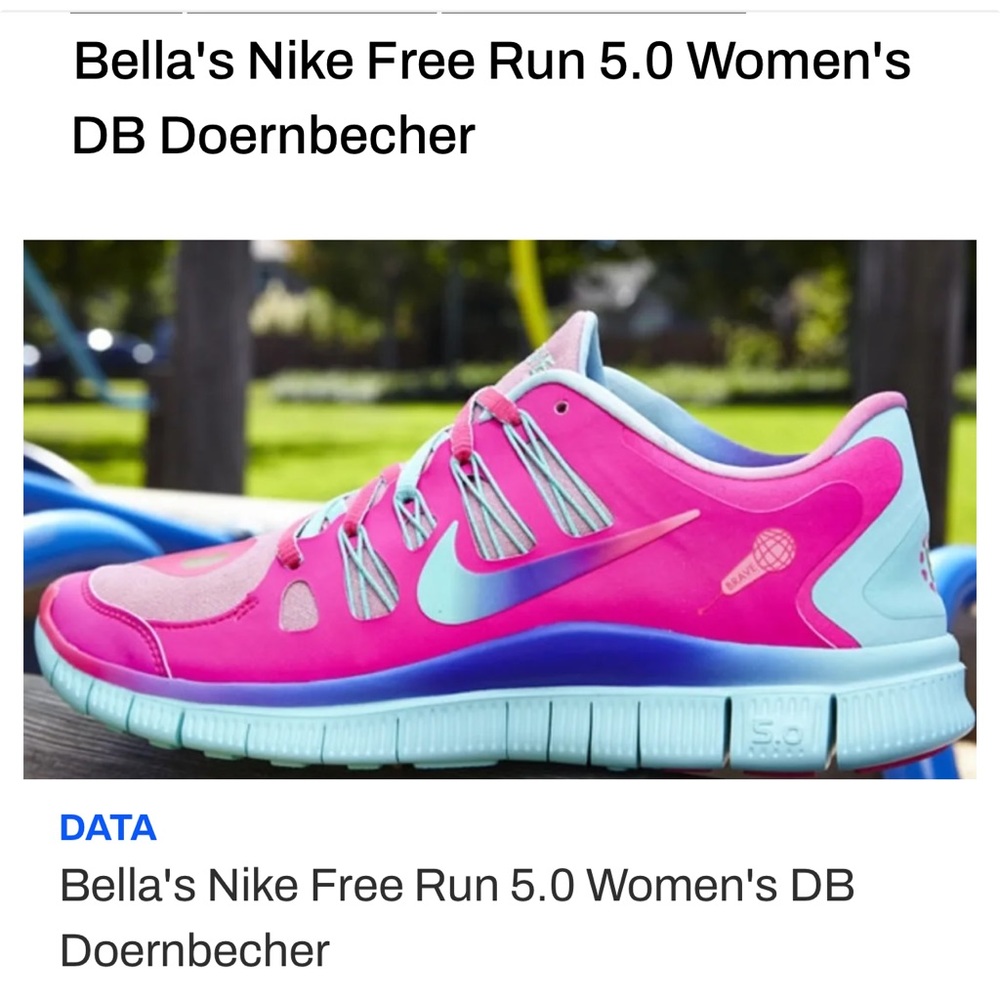 Bella's Nike Free Run 5.0 Women's DB Doernbecher